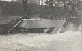 Poškozený splav mlýna Jaromíra Součka ve Vyškově nacházející se na hranici katastrálního území Dědic na jaře 1931