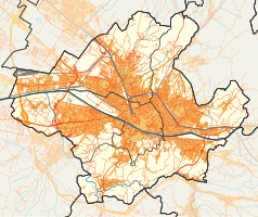 Mapa konturowa Florencji, w centrum znajduje się punkt z opisem „Uniwersytet Florencki”