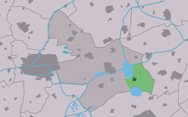 Doarpsgebiet Eastermar (grien) yn 'e gemeente Tytsjerksteradiel