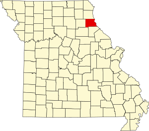 Map of Missouri highlighting Marion County