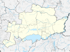 Mapa konturowa powiatu pszczyńskiego, blisko centrum na lewo u góry znajduje się punkt z opisem „Suszec”