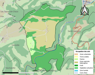 Carte en couleurs présentant l'occupation des sols.