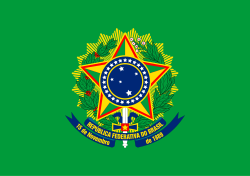 Imagem da bandeira presidencial. Tem o brasão de armas da república com um fundo verde.
