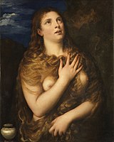 Madalena penitente Oleu sobre llenzu, 85 x 68 cm, Palaciu Pitti (Florencia).