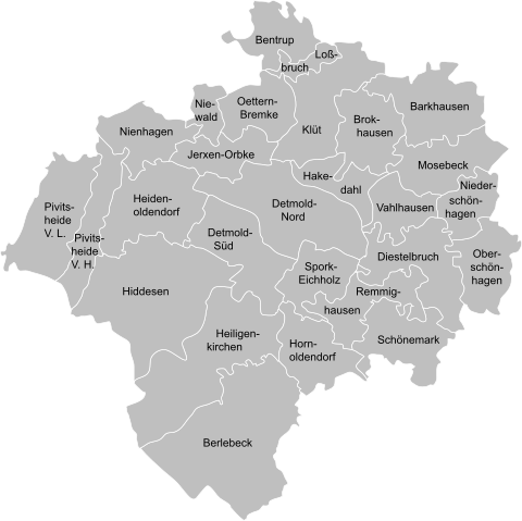 デトモルトの地区図