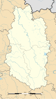 Mapa konturowa Mozy, po prawej znajduje się punkt z opisem „Heudicourt-sous-les-Côtes”