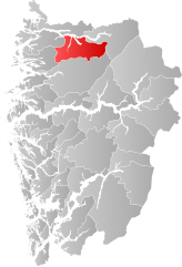 Lage der Kommune in der Provinz Vestland