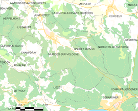 Mapa obce Granges-sur-Vologne
