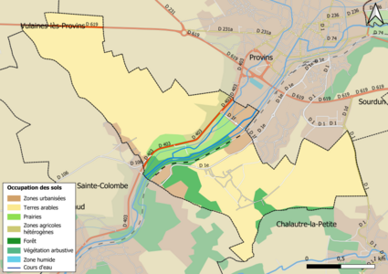 Carte des infrastructures et de l'occupation des sols en 2018 (CLC) de la commune.