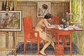 مدل نقاشی در حین نوشتن کارت پستال ۱۹۰۶ م. نگارخانهٔ تیلسکا (en)