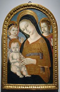 La vierge à l'enfant et deux anges, Matteo di Giovanni, vers 1485-1490.