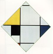 Romboidna kompozicija sa žutom, crnom, plavom, crvenom i sivom, 1921
