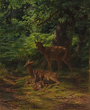 Biches et cerf au repos (1867), Detroit Institute of Arts.
