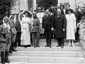 The Emir with Sir Herbert Samuel and Mr. and Mrs. Winston Churchill at Government House reception in Jerusalem, 28 March 1921