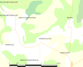 Mapa obce Vignes-la-Côte