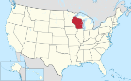 Mapa ti Estados Unidos a mangipakita ti Wisconsin