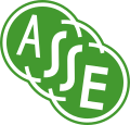 Lettres « ASSE » en biais entourées d'une forme de trois ronds superposés