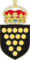The arms of the Duchy of Cornwall with coronet