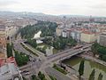 Augartenbrücke und Rossauer Brücke vom Ringturm aus gesehen