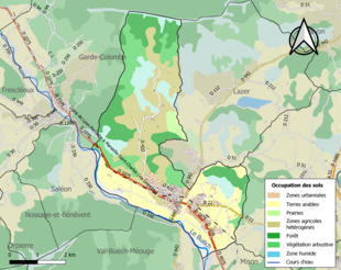 Carte en couleurs présentant l'occupation des sols.