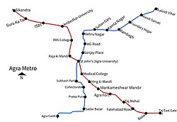 Represents Agra metro route with updated station name.