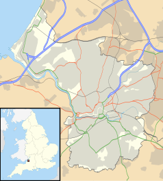 Mapa konturowa Bristolu, w centrum znajduje się punkt z opisem „Uniwersytet Bristolski”