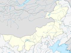 Mapa konturowa Mongolii Wewnętrznej, na dole znajduje się punkt z opisem „Jining”