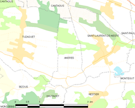 Mapa obce Anères