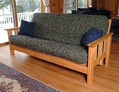 Western-style futon, folded into a sofa on a sofabed-futon frame