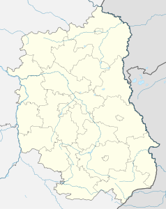 Mapa konturowa województwa lubelskiego, blisko lewej krawiędzi nieco u góry znajduje się punkt z opisem „Paprotnia”