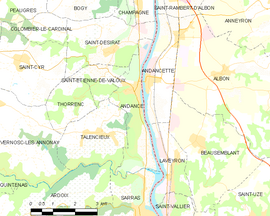 Mapa obce Andance