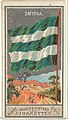 La bandera d’Esmirna, utilitzada en el comerç del segle xvii al XX, representada en una targeta de col·lecció (1887) [17]