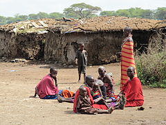 Een Masai-dorp in het Nationaal park Amboseli