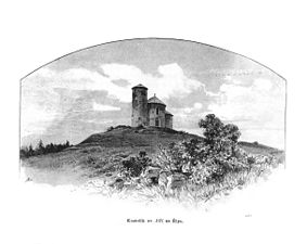 Kostelík sv. Jiří na Řípu, ilustrace Karla Liebschera z roku 1886