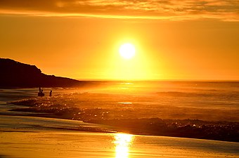 Golden hour at Long Beach, Noordhoek, Cape Town in South Africa