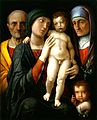 Andrea Mantegna: Heilige Familie met Elizabeth en Johannes de Doper als kind