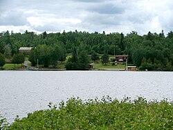 Lookout Point Lodge, seen from Gowganda Lake at Gowganda