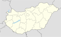Mapa konturowa Węgier, na dole nieco na lewo znajduje się punkt z opisem „Egerág”