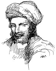 Abu Nuwas drawn by Khalil Gibran in 1916