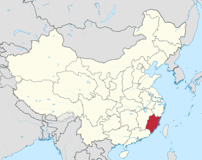 Kart over Fujian