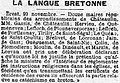 Protestation de 12 maires de l'arrondissement de Châteaulin (dont le maire de Port-Launay) qui déclarent refuser d'indiquer sur les certificats de résidence des curés s'ils utilisent la langue bretonne lors de l'instruction religieuse (catéchisme, sermons).