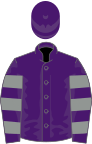 Purple, grey hooped sleeves