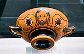 Fig. 16. Bearded snake-haired gorgoneion; kylix eye-cup, Munich, Staatliche Antikensammlungen 2027 (second half of the sixth century BC)[87]