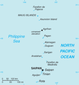 Kart over Samveldet Nord-Marianene