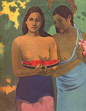 Duas Mulheres Taitianas (1899), óleo sobre tela de Paul Gauguin.