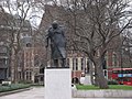 Front view of Winston Churchill Statue, Parliament Square, London, UK