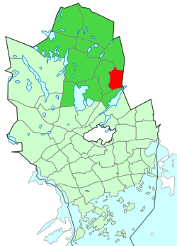 Kaupungin kartta, jossa Niipperi korostettuna. Espoon kaupunginosat