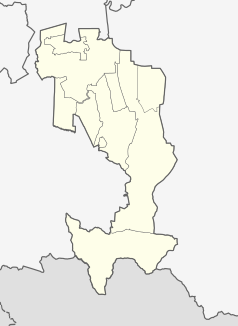 Mapa konturowa Inguszetii, u góry po lewej znajduje się punkt z opisem „Małgobek”