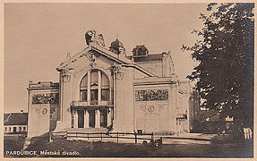 Městské divadlo, Pardubice, dobová pohlednice