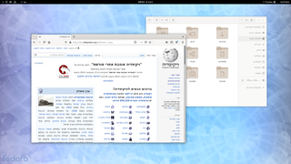 פדורה 31 עם שולחן העבודה GNOME בעברית